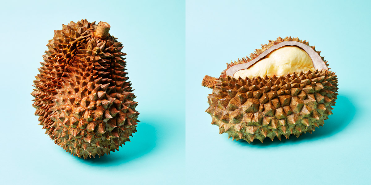 Durian opened and closed