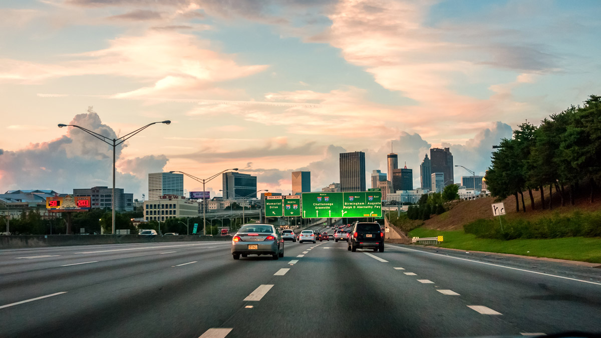 Cars driving down the Atlanta connector