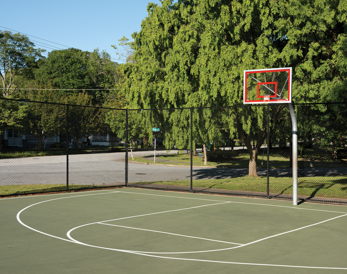 An empty basketball court