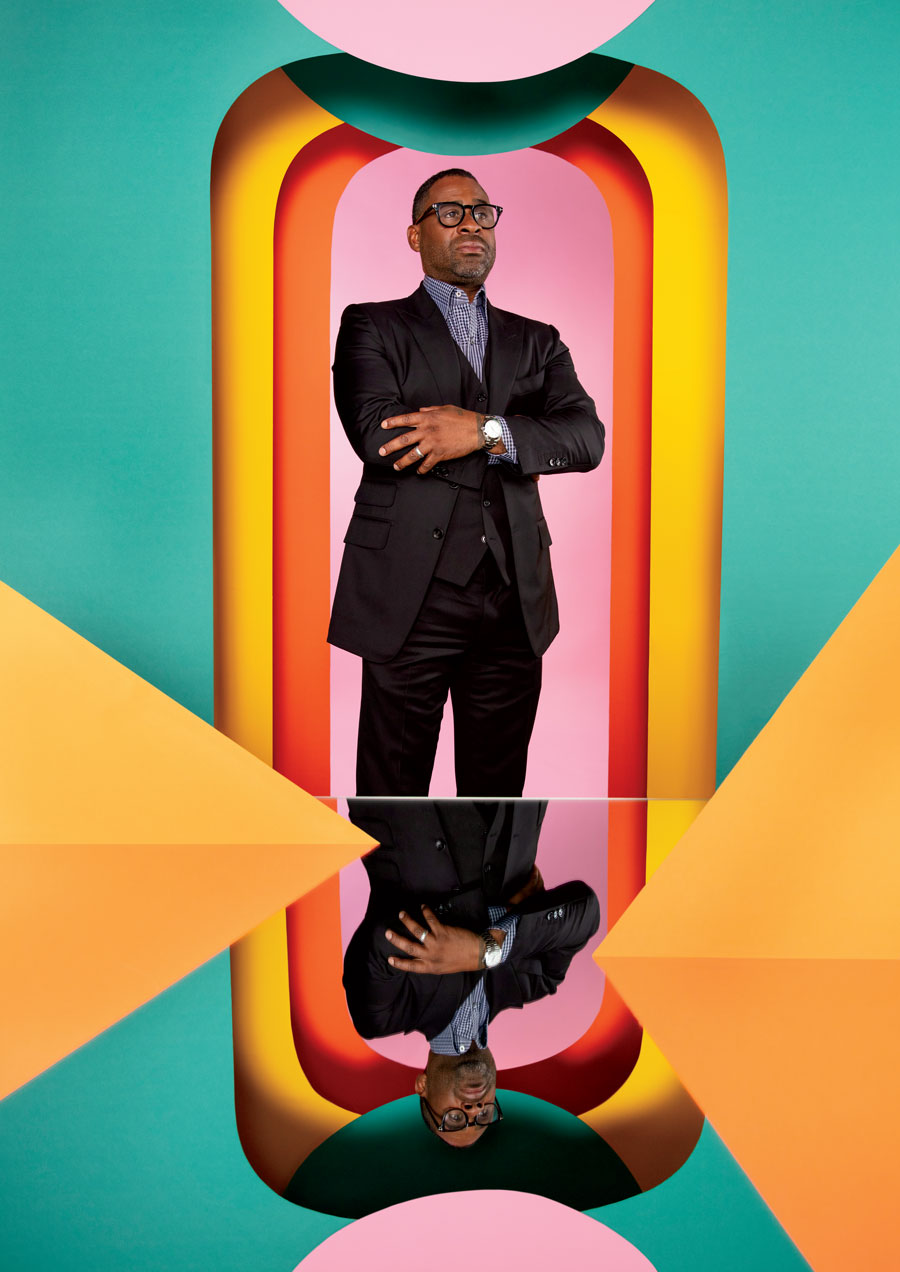 Portrait of Bounce TV executive Ryan Glover, inside the broadcast