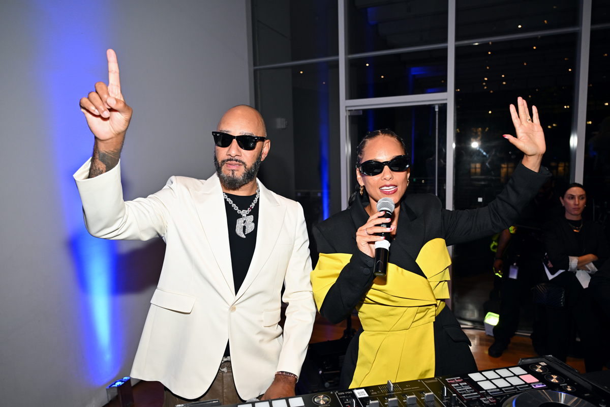 Alicia Keys and Swizz Beatz celebrate the opening of the new giant exhibit at the High