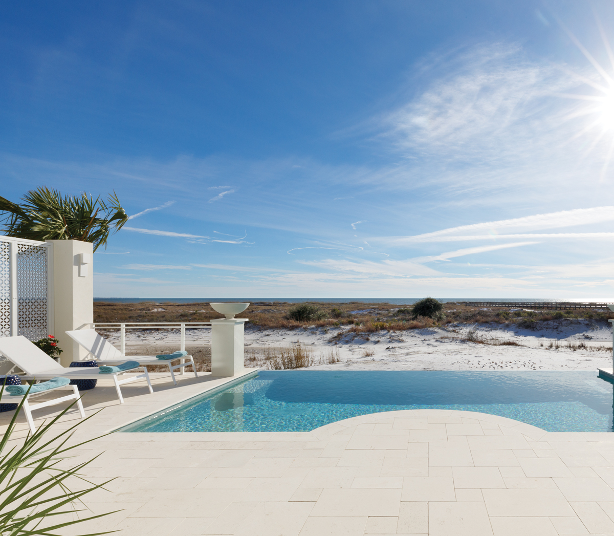 Outdoor pool, facing the beach