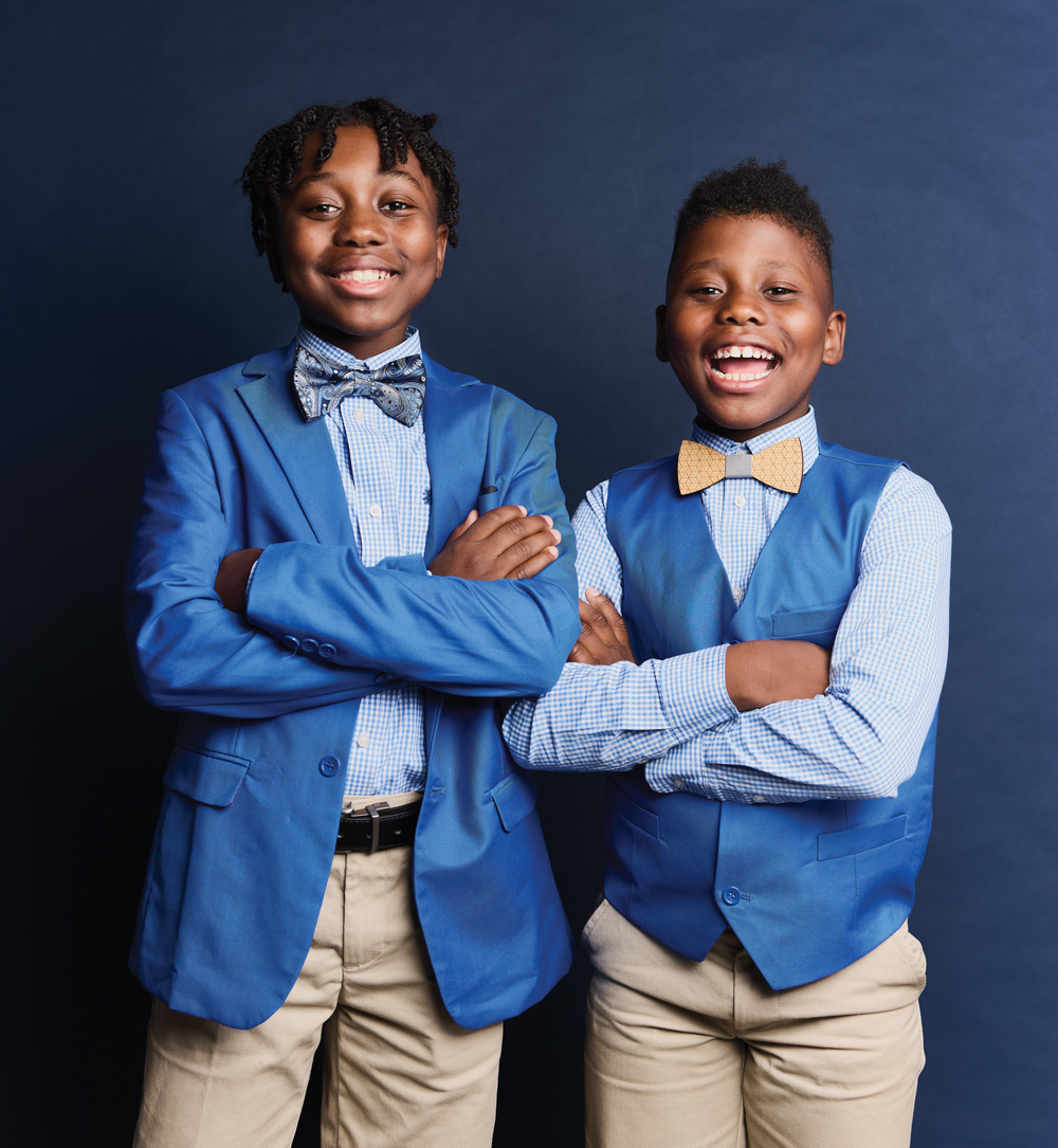 Treandos Thornton, 12, and Noah Thornton, 9, of T&N Bow Ties and Apparel