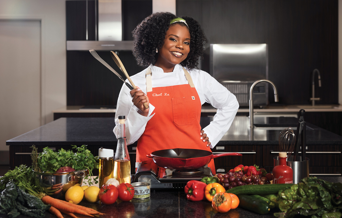 Chef Za of Zaza’s Kitchen teaching a class at The Cook’s Warehouse