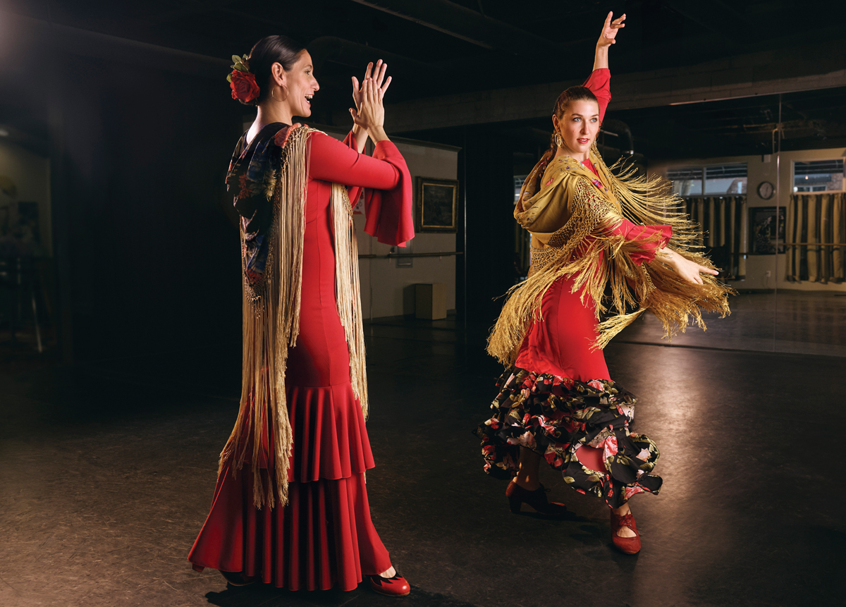 Marianela “Malita” Belloso instructs student Marina Freudzon at the Caló Dance Studio in Kirkwood.