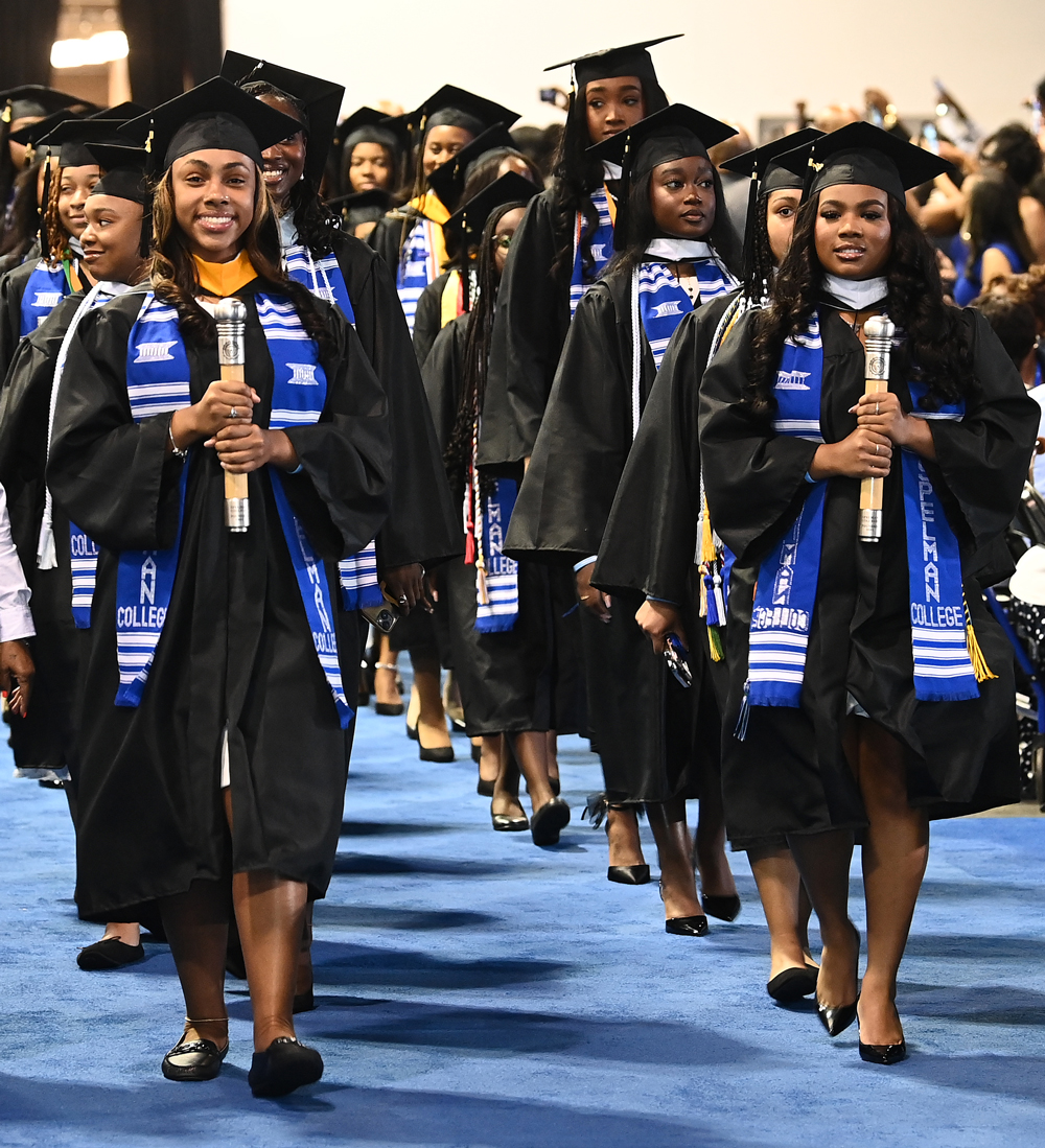 Graduates walking down the aisle at Spelman College