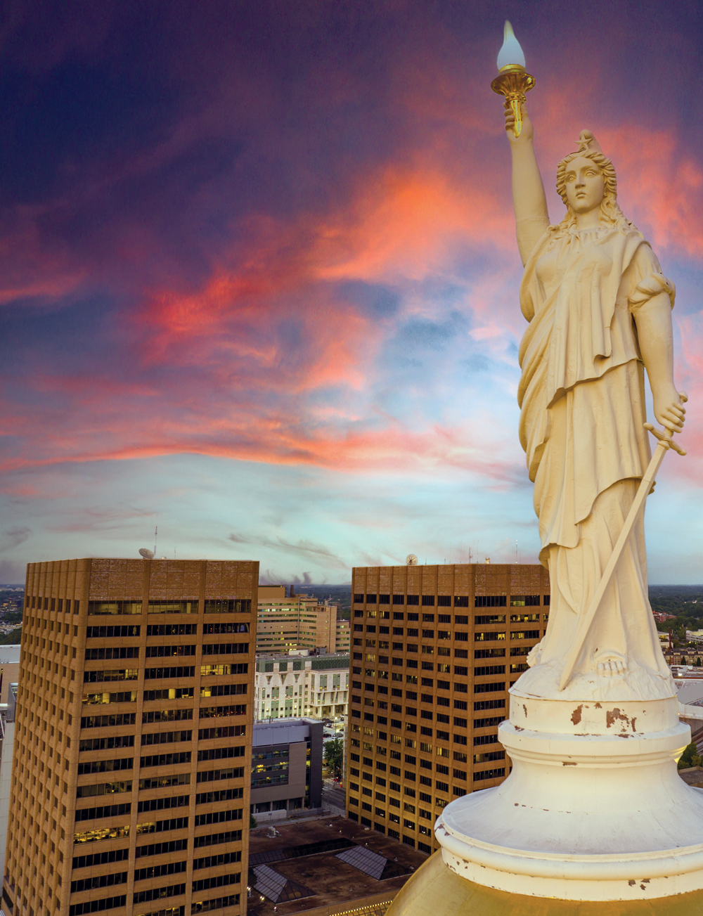 Miss Freedom on top of the Georgia Capitol