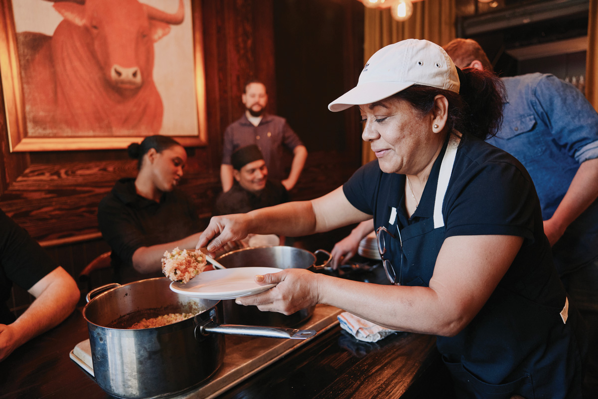 Iberian Pieg is a restaurant worker who serves herself