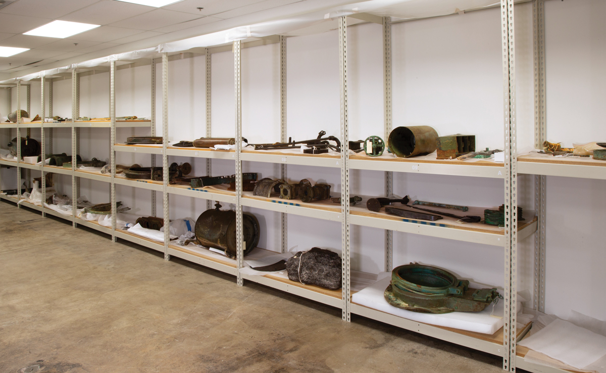 Racks with all the recovered Titanic artifacts