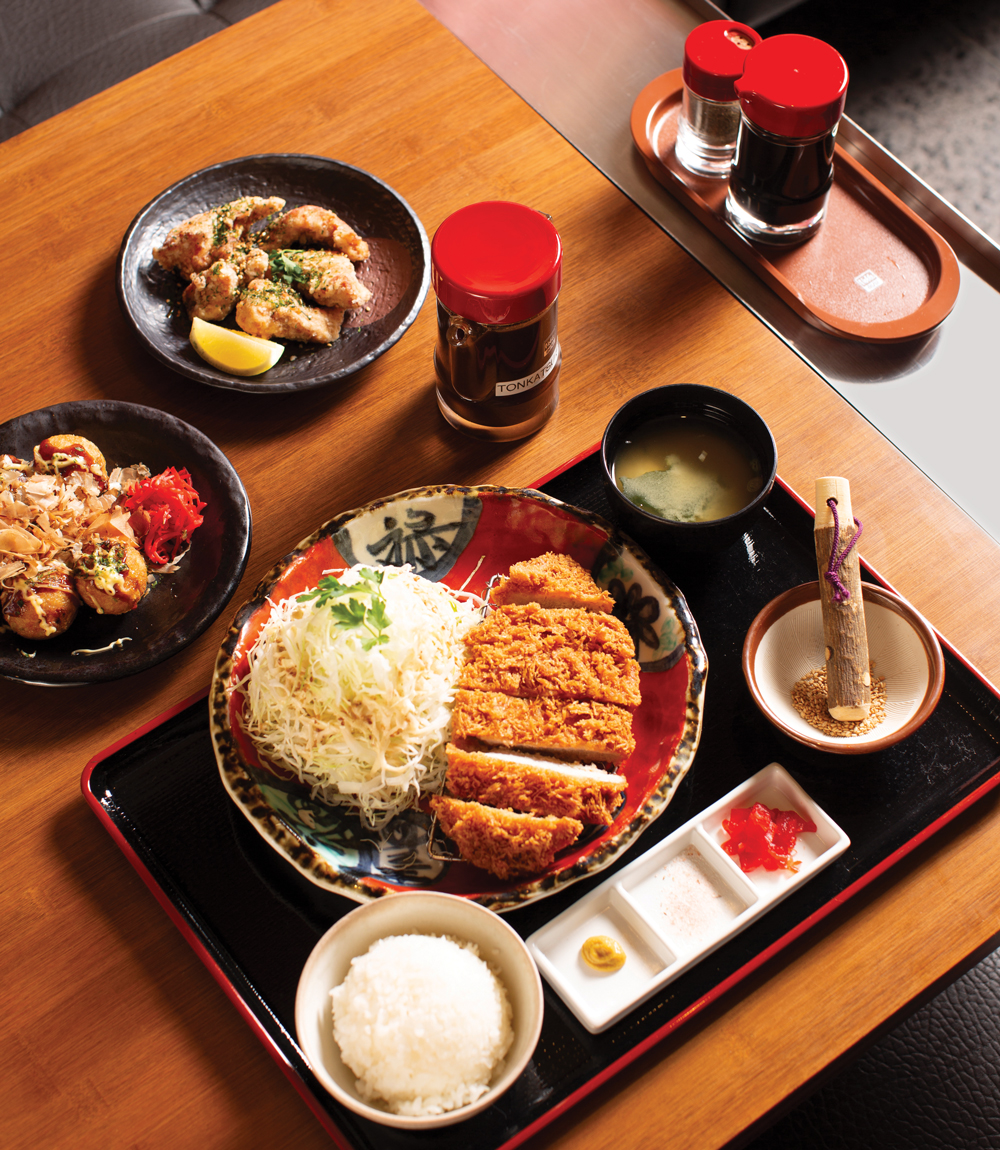 The tonkatsu (pork) at Aji-Katsu is breaded and fried to golden perfection.