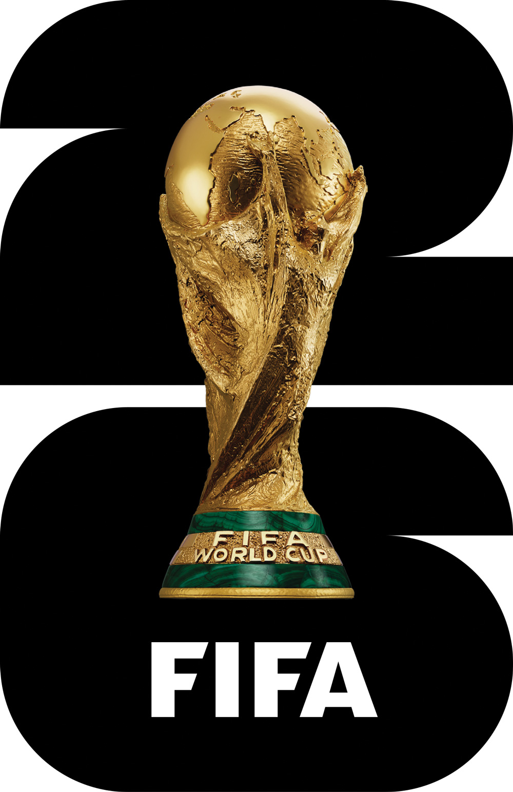 The FIFA world cup trophy with a 26 behind it