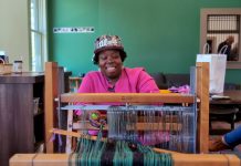 Textile artist Camisha Butler at work
