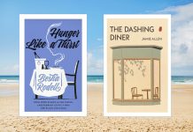 the two book covers side by side against a photo of a beach