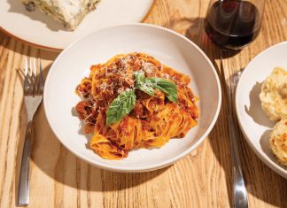 a dish of fresh pasta from Nonna Dora restaurant