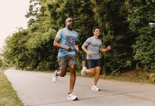 Writer Xavier Stevens, and Senator Raphael Warnock run along Eastside Beltline Trail together.