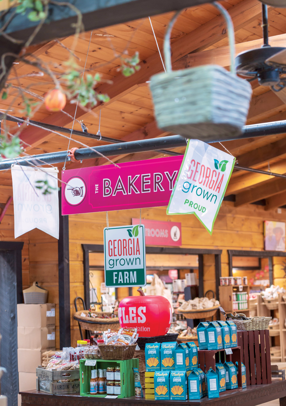 the gift shop shelves holding various sweets
