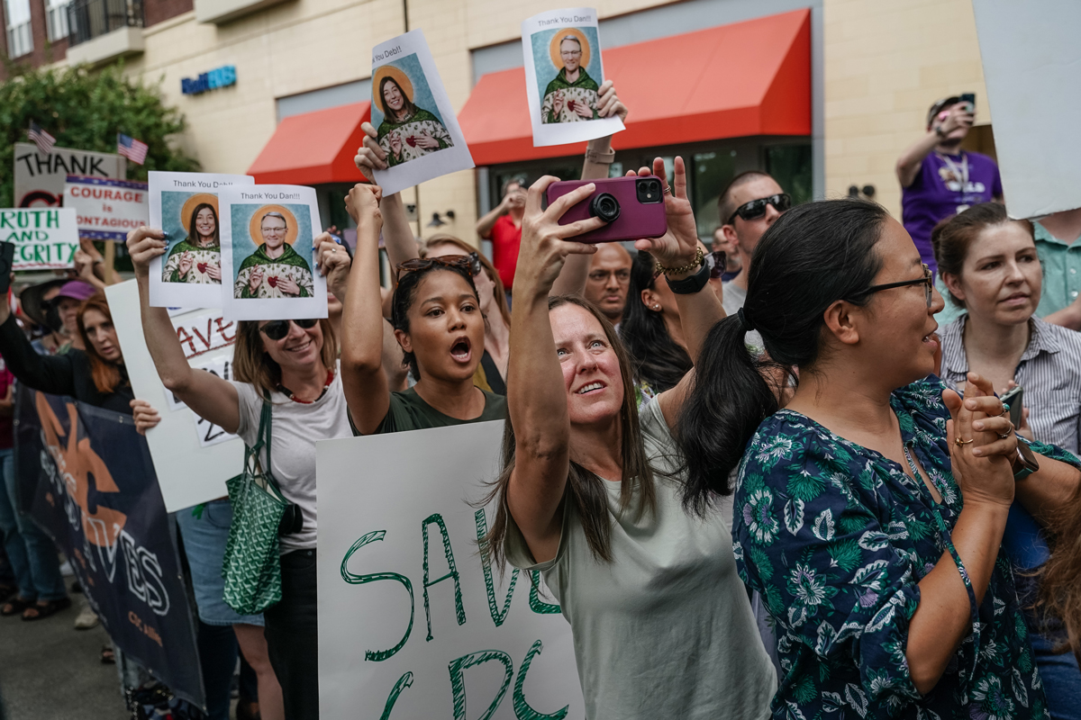 Atlantans lined up to show support at a rally outside the CDC, but the agency's future is still unclear