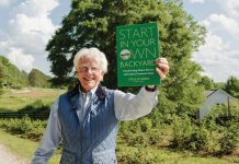 Want a better neighborhood? Serenbe’s founder says to “Start in Your Own Backyard” Steve Nygren proudly holds up his book about making change at a local level