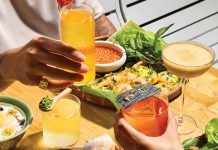 Toasting with the Moon Theory (left) and Sabai Sabai cocktails at Side Quest