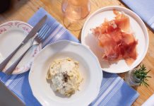 pasta and prosciutto on the beltline patio of Yeppa & Co.