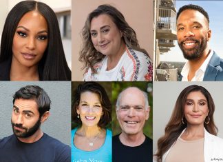 clockwise from top left, Jamesa Buchanan, Lei Rhyne, Sharif Colbert, Daniela Ezratty, Marti and Marty Yura, and Phil Catudal