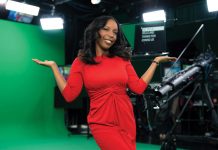 Jobina Fortson-Evans in CBS Atlanta’s new virtual-reality studio
