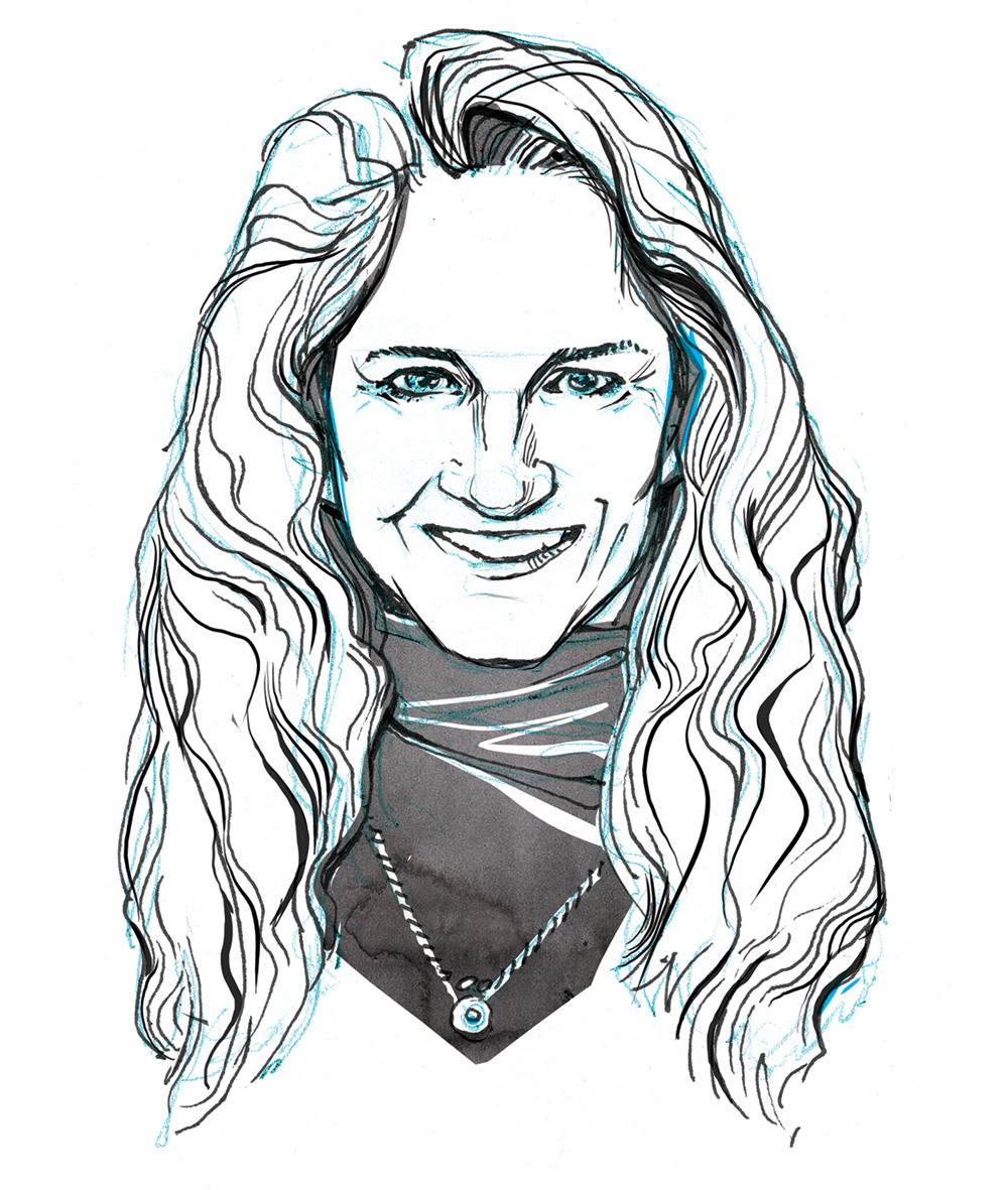 an illustrated portrait of Maria Saporta